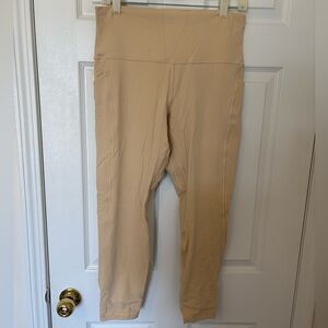 Women’s Beige Lululemon High-Waisted Leggings with pockets Size 12